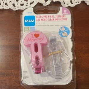 MAM Pink and Gray Pacifier Clip Set